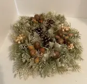 Vintage Plastic Christmas Pine Cone & Nuts Candle Ring Centerpiece Sealed bag