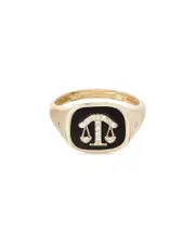 Adina Reyter 14K Yellow Gold Diamond & Ceramic Zodiac Libra Signet Ring, 0.06 tcw
