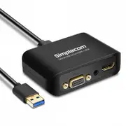 Simplecom Usb 3.0 To Hdmi + Vga Video Adapter With 3.5Mmdio Full Hd 1080P