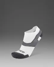 Vectr Ultralight No Show Compression Socks, 2XU, XL, White/Grey, Unisex