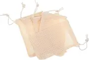Generic Cotton Sisal Soap Pouches 5-pack Natural Fiber Exfoliating Bag Soap Net with Drawstring Bath Shower Soap Holder Beige