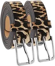[COHEALI] 2pcs Women Belts: Leopard Print Belts - Adjustable Vintage Waistband For Jeans Casual Outfits - Korean Style Fashion Accessories