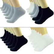 Plain Solid Ankle Quarter Crew Men Cotton Cushioned Sports Socks Low Cut 9-13