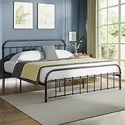 ALFORDSON Metal Bed Frame Bed Base King Size, Bed Mattress Foundation with Reinforced Steel Frame, Industrial Mattress Platform with Rust-Resistant Finish, Black Color