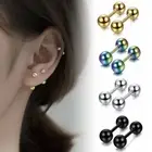 2PCS Surgical Steel Tiny Ball Stud Earrings for Women Helix Cartilage Piercing