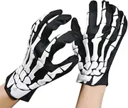 [XINCHIUK] Skeleton Gloves, 3D Skull Bone Gloves Ghost Gloves Full Finger Gloves for Halloween Horror Gloves Men Women Cycling Road Gloves Mountain Biking Gloves Cosplay Costume Gloves White for Adult Teens, White, One Size