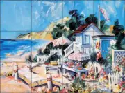 Beach Cottage Tile Backsplash Whitney Seascape Art Ceramic Mural POV-TWA032