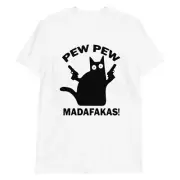 Mens T-shirt Pew Pew Madafakas Gift Funny Cat Jokes