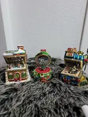 Mr Christmas Music Box Train, Christmas Tree, Ginger Bread Hinged Box Animated