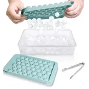Ice Cube Tray with Lid and Bin - Round Ice Trays for Freezer 0.8"-2PACK Blue