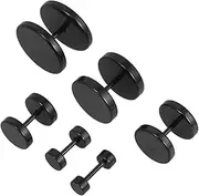 [CONGARTENO] Fashionable Mens Earrings 6 Pair Fake Gauge Earrings Round Titanium Steel for Stretched Ears