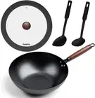 Steel Wok Pan 11.8-Inch for Induction, Electric, Gas, Halogen Stovetops