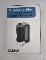 Carson MicroBrite Plus 60-120x LED Lighted Pocket Microscope MM-300 Black/Gray