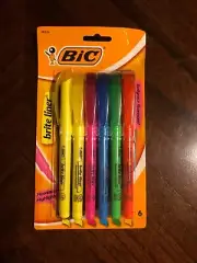 BIC Brite Liner Chisel Tip Florescent Highlighter Markers ~ 6 Assorted Pack NIP