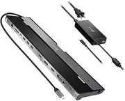 j5create Type C Docking Station w/ 100W PD Charger - Support Triple Display Simultaneously - Feature HDMI, DisplayPort, VGA, PD Fast Charging, Ethernet - 1.5FT Type C Cable Included (JCD543P)