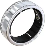 Smart Ring for Women Fitness Ring Diamond Activity Tracker Heart Rate Monitor Sleep Smart Rings Pedometer Calorie Counter Ladies Rings for Women Silver