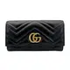 Gucci GG Marmont 絎縫紋牛皮仿舊金雙G釦式長夾(443436-黑)