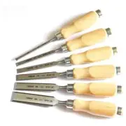 NAREX CZECH REPUBLIC Set of 6x Flat Chisels in Wood Box - Brand New