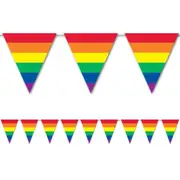 Rainbow Stripes Plastic Pennant Flag Banner