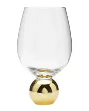 Alice Pazkus Set of 6 Wine Glasses on Gold Ball Pedestal