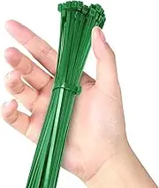 TORMEN 8 Inch Cable Ties, 18lbs Nylon Wire Zip Tie，Adjustable Assortment Cord Management for Home, Office, Gardening (Green 100Pcs）