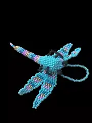 Spirit of Nature Ornament- DRAGONFLY- seed beads- turquoise pink gold blue