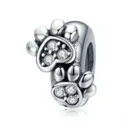 Pet's Footprint Stopper Charm for Women Silver plating Bracelet DIY Jewelry Charms