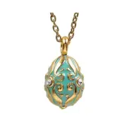 Mother's Day Special Fancy Aqua Enameled Solid Easter Egg Pendant,Gold Plated