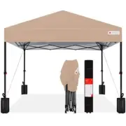 Best Choice Products Pop Up Canopy Tent 10' x 10' 1-Button Push + Carry Case Tan