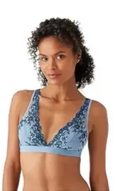 NWT Wacoal SZ 40 Embrace Lace Soft Cup Non-Wire Bra 852191 Blue 120134