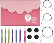KnitPro Zing Interchangeable Needle Set – 7 x 10cm Circular Knitting Pin Pairs with Accessories Zing Midi Set, Colour Coded for Beginners, Professionals & Gift Set