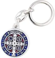 Saint Benedict Medal Key Chain with Colored Enamel