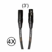 4 Pack Roland Black Series Heavy-Duty XLR to XLR Balanced Microphone Cable (3')