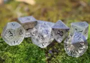 Elvish Translucent & Black - 7 Piece Tabletop Gaming 5e DND RPG Dice Set