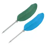 21cm/8" Feather Ballpoint Pen 2Pcs Ink Vintage Quill Pen Green/Lake Blue