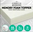 7cm Double Visco Elastic Memory Foam Mattress Topper Bedding 55kg/m³ Breathable