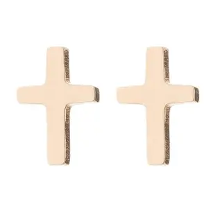 【VIA】白鋼耳釘 白鋼耳環 十字架耳釘/符號系列 經典十字架造型白鋼耳釘(金色)