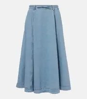 [Zimmermann] Zimmermann Crush Denim Full flared midi skirt AU 10 blue