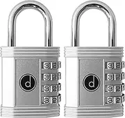 Padlock (2 Pack) 4 Digit Combination Lock - for Gym School Locker, Outdoor Gate, Shed, Fence, and Storage - Weatherproof Metal - Keyless, Easy to Set, Resettable - Silver
