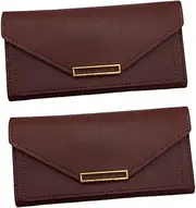 [SAFIGLE] 2 Pcs Retro Pu Wallet for Women Multifunctional Cash Card Organizer Leather Compact Size Fashion Sense