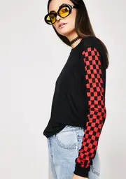Think Fast Checkered Top