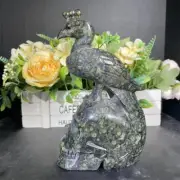 1.58kg 187mm Natural Kambaba Jasper Peacock Skull Quartz Crystal Carving Decor