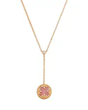 Roberto Coin 18K Yellow Gold Diamond, Pink Opal & Mother of Pearl Venetian Princess Medallion Reversible Lariat Necklace, 16