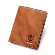BULLCAPTAIN Men's Genuine Leather RFID Wallet Handmade Cowhide Thin Design Large Capacity Short Coin Purse Clip Business