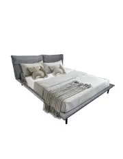 [OOS Living] King Size Platform Bed with Headboard Pillows in Grey