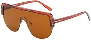 [HAOMAO] Vintage Half Frame Square Mirror Sunglasses For Women And Men Uv400 Anti-Reflective Tea