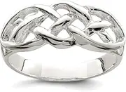 [JewelryWeb] 925 Sterling Silver Solid Polished Woven Top Ring Band Style-Ring for Women