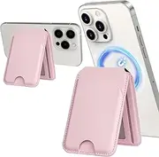 Tapp Collections Magnetic Wallet Card Holder Wallet for Magsafe of Apple iPhone 15/14/13/12 Series with Adjustable Phone Stand – Pink
