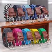 Women Mens Elastic Stretch Belts Knitted Pin Buckle Woven Belt Canvas Elastic