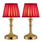 Cordless Portables Table Lamp Set of 2, LED Fabric Shade Small Desk Lamps,